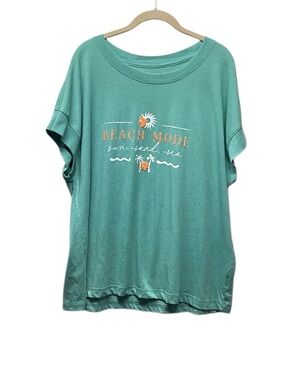 Southern Bliss Beach Mode Graphic crewneck tee turquoise size Large.Sun,sand,sea